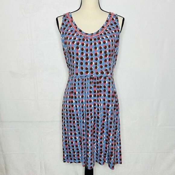Boden Sleeveless Knit Shift Dress Sz 8P Petite Multicolor Dotted Print - Picture 1 of 10